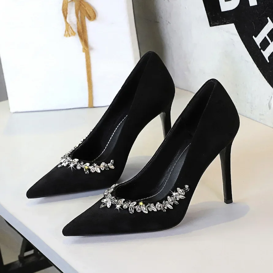 BIGTREE 2025 Spring Design Style Crystal Women Pumps Fashion Pointed Toe High Heels Banquet Dress Mule Female Shoes Zaptos Mujer view 6