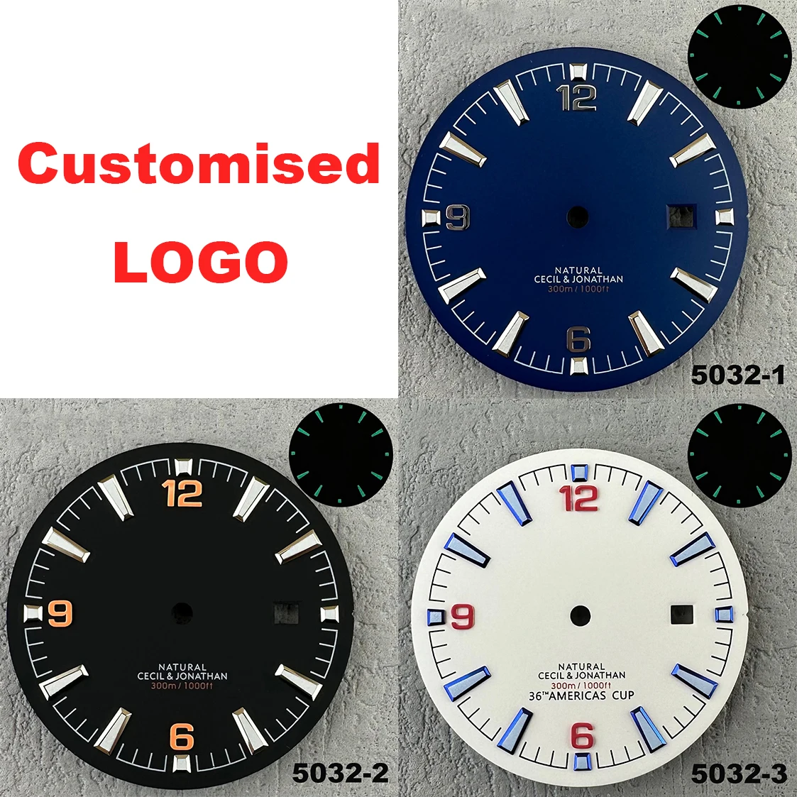 Customisable logo 33.5mm green luminous 8215/2813 dial For 8215/2813 case 8215/2813 movement 3 o\'clock position