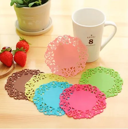 1 PCS Creative Lace Flower Hollow Doilies Silicone Coaster Coffee Table Cup Mats Pad Placemat Kitchen Cook Accessories wholesale