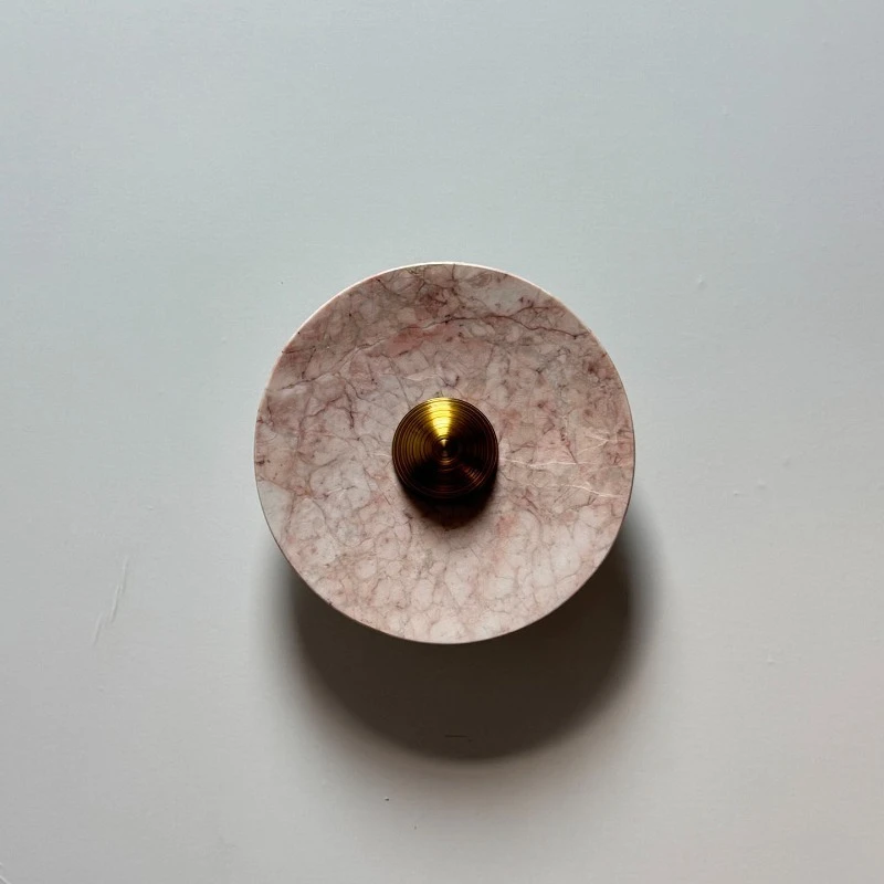 Mid Century DIY Rose Red Marble Wall Sconce, Vintage Ambient Wall Lamp for Corridor Entryway Bedroom Background Decor