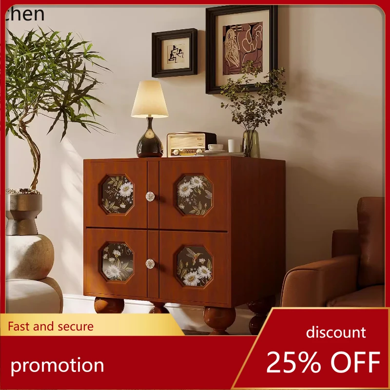 ZMLstorage multi-layer storage home living room bedroom against the wall solid wood printing pattern storage drawer