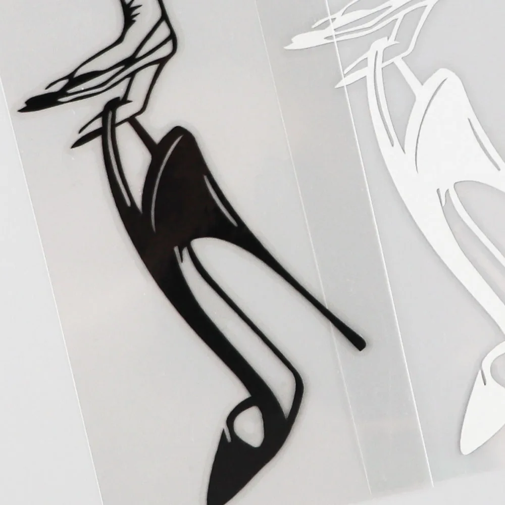 YJZT Woman Hand Stilettos Shoe Lady Girl Manicure Vinyl Car-styling Decals Car Sticker Black Silver Accessor C20-0068