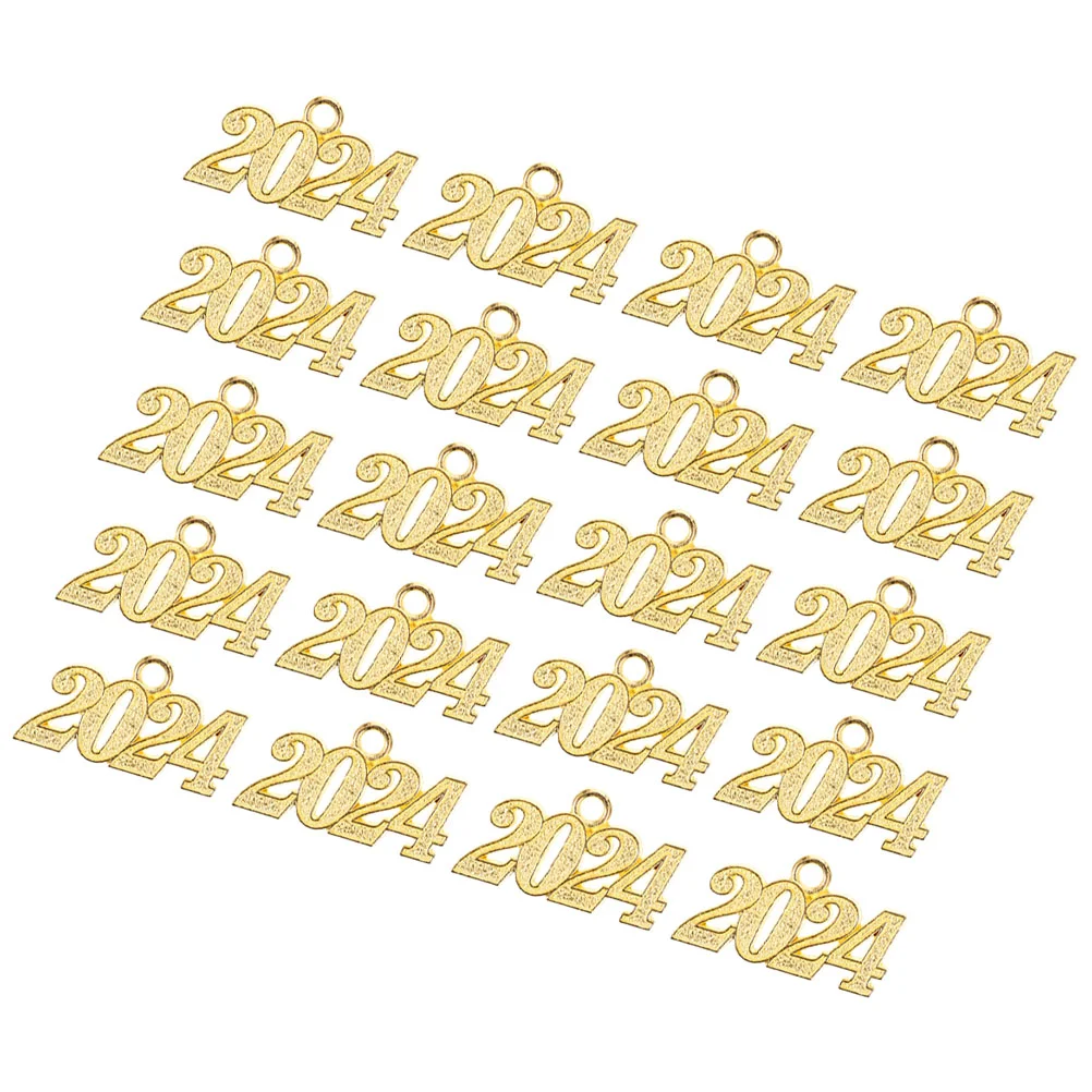 25Pcs DIY Charms 2024 New Year Pendants Necklace Bracelet Jewelry Making DIY 2024 Charms