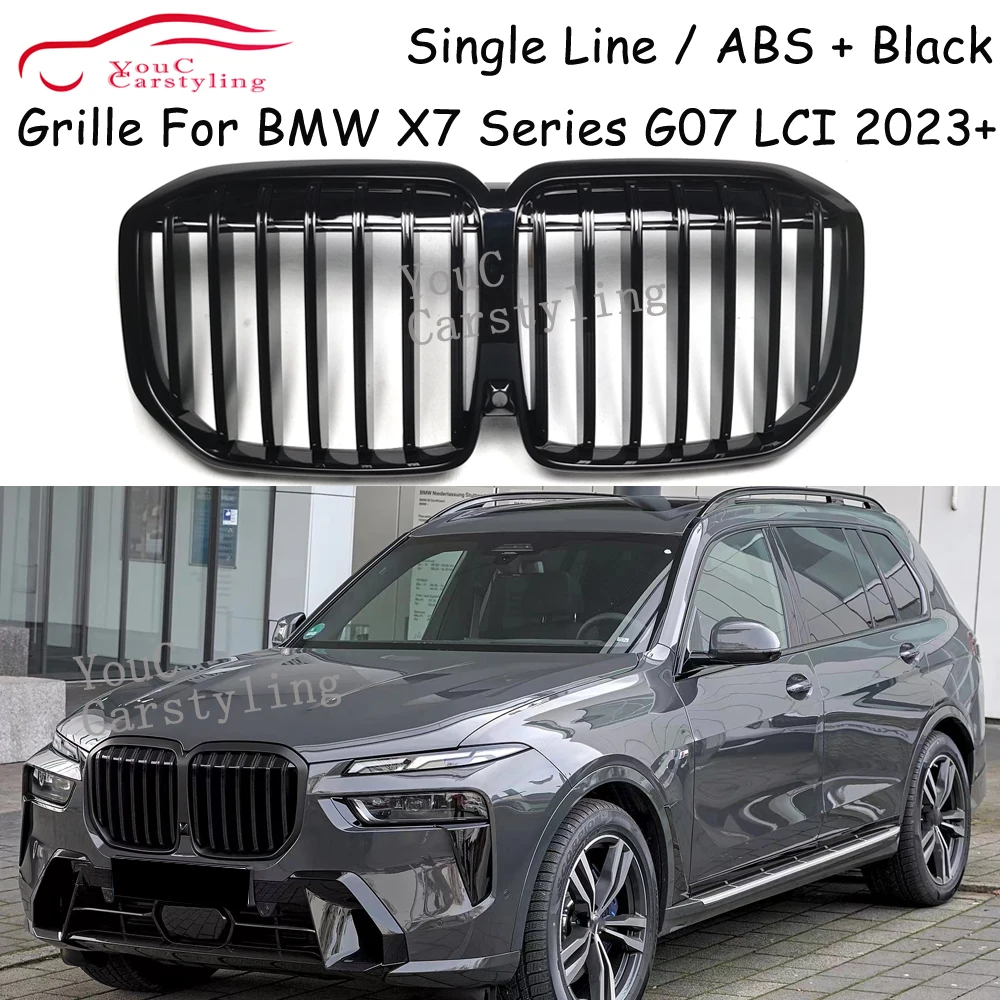 

G07 Grille ABS Gloss Black Front Bumper Replacement Kidney Grill Mesh Hood For BMW X7 Series G07 2023+ LCI