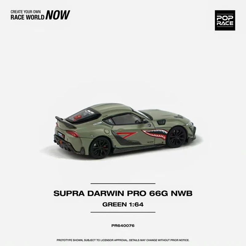 POPRACE 1/64 Toyota GR SUPRA DARWIN PRO 66G NWB Legering Speelgoed Motor Diecast Metaal Model Gift