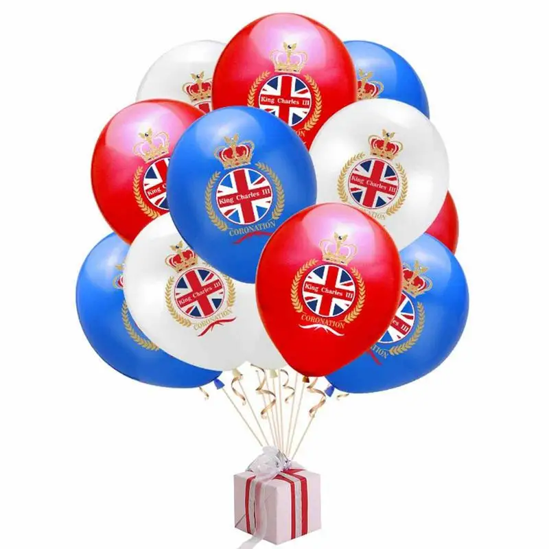 King Charles III Coronation Balloon 12pcs British King Coronation Balloons King Charles III Union Jack Coronation Souvenir