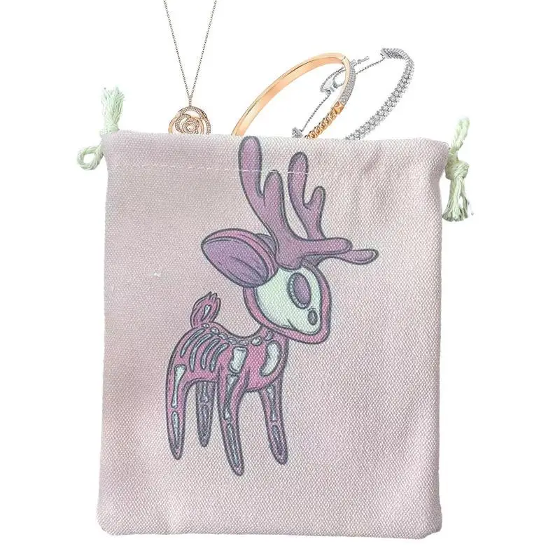 Tarot Storage Bag Deer Pattern Drawstring Tarot Card Velvet Bag 13x18cm For Tarot Cards Oracle Cards Dices Crystals Supplies