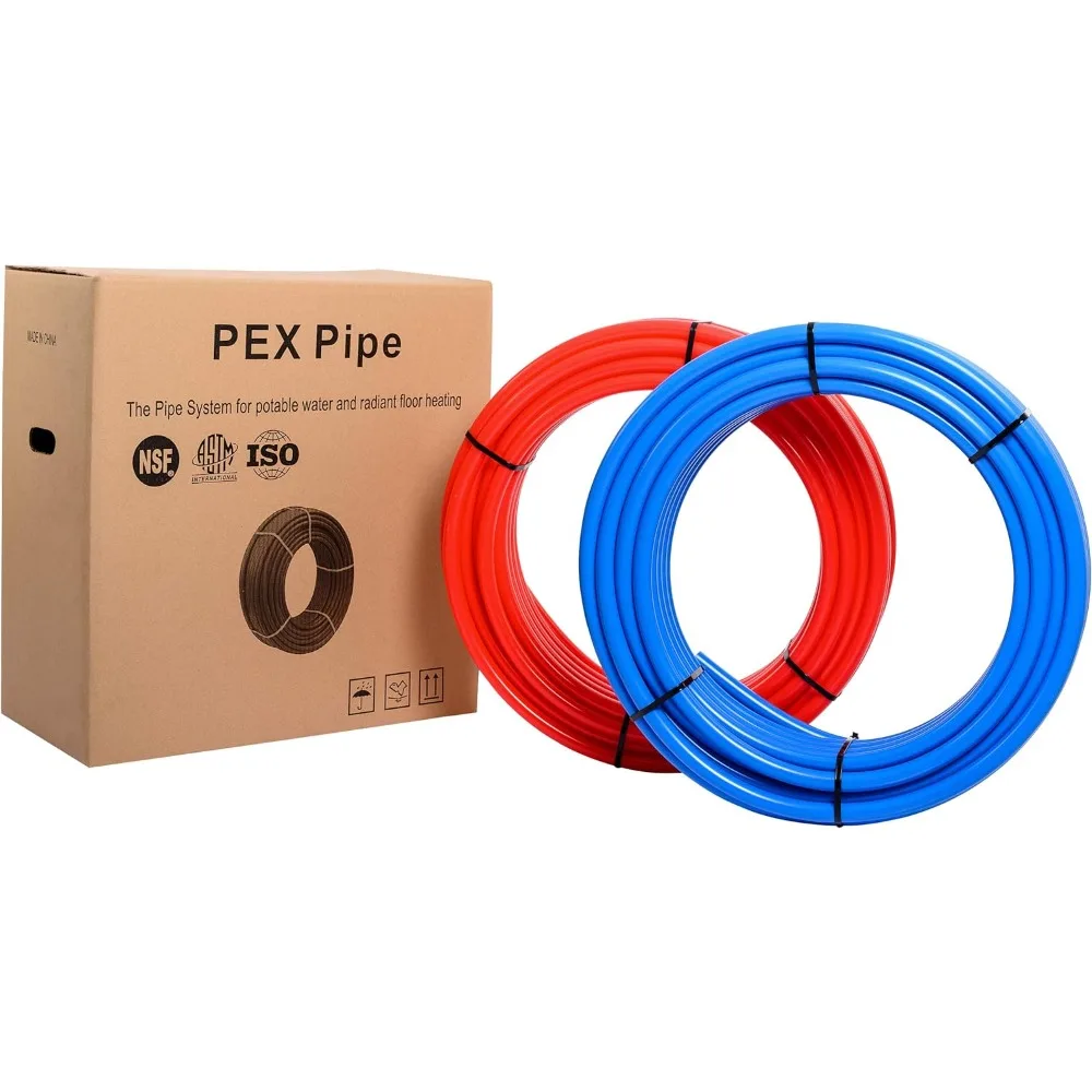 1/2 Inch 2 x100 ft Pex-b Pipe/Tubing(200 Ft), For Potable Water, Cold Hot Water, Brass Fitting, Crimping Clamp Tool