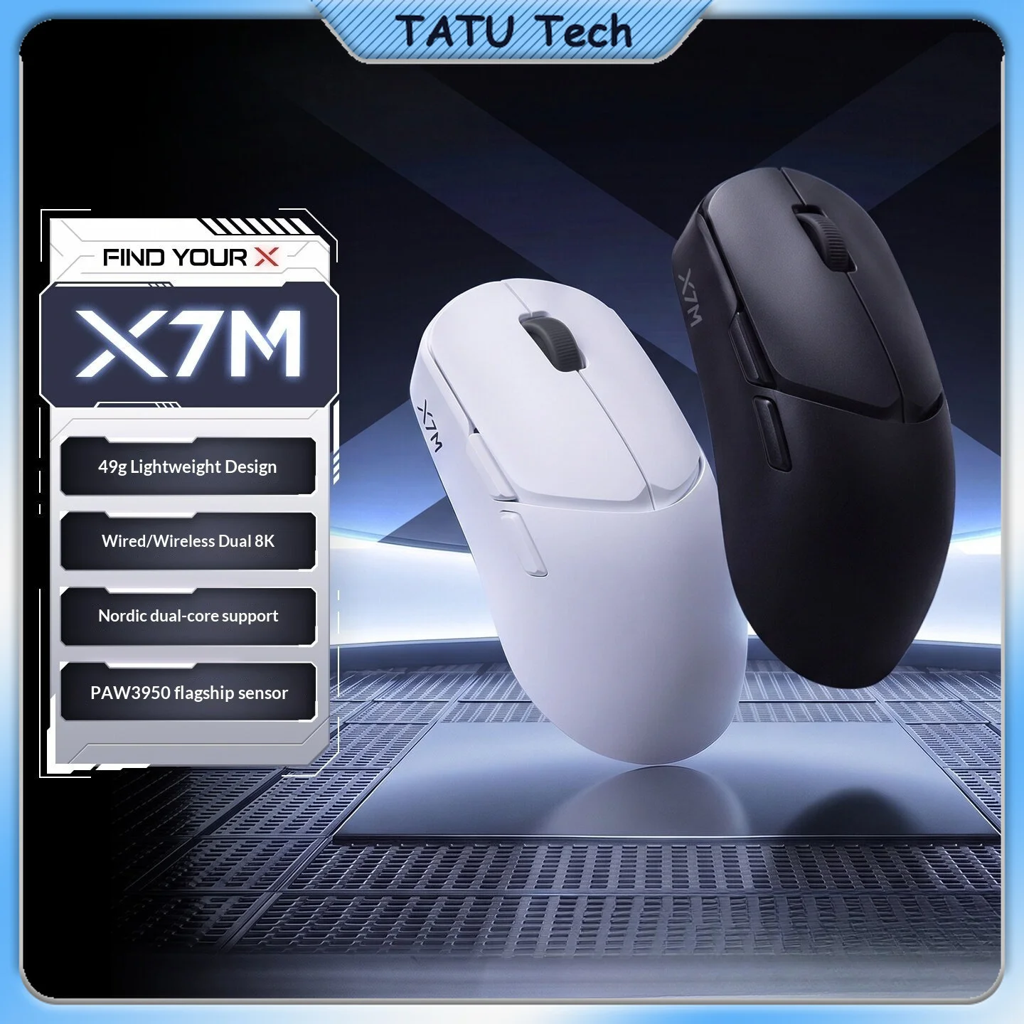 Pc Gaming Cs2 - Mouse Gaming Nirkabel Tri-Mode X7M, 49g,