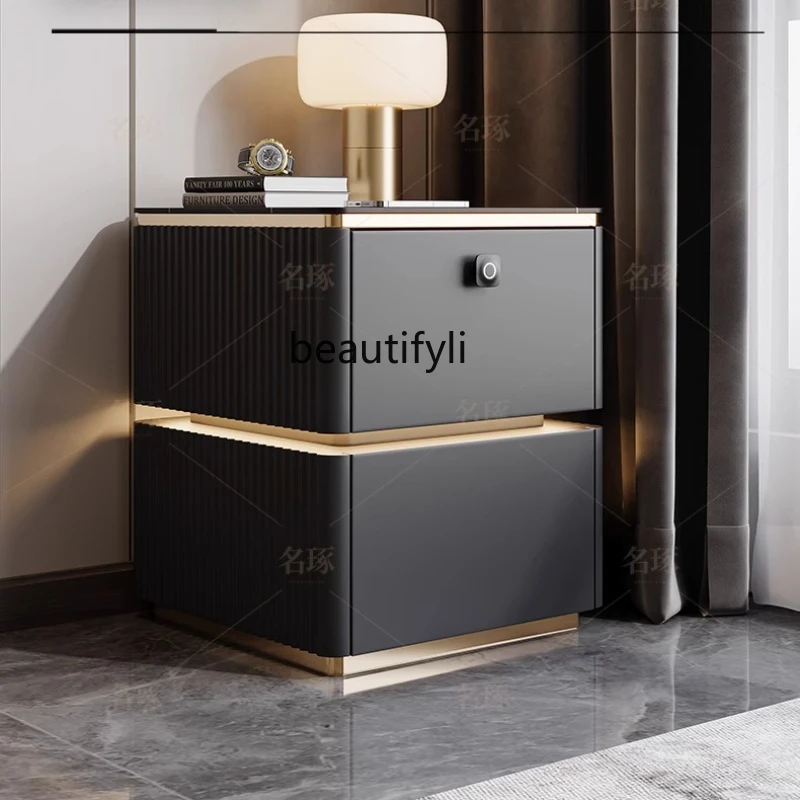 

Smart bedside table light luxury high sense master bedroom simple modern bedside storage locker with lock