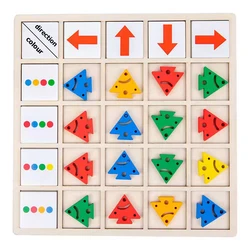 Wooden Puzzles Montessori Toys Logical Thinking Training Direction Color Cognition Early Learning Educational Toys For Children