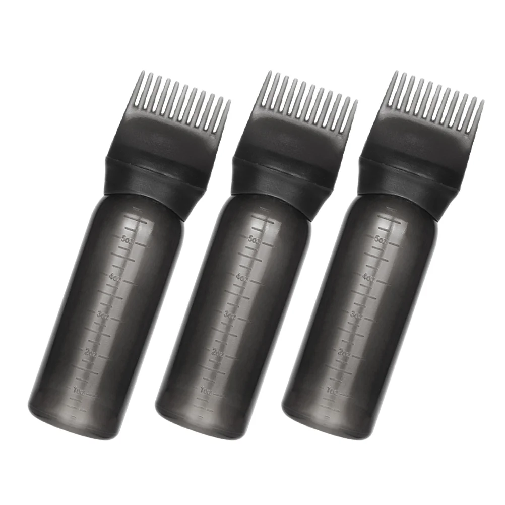 

3 Pcs Gradient Color Electroplating Hair Comb Dry Cleaning Bottle Dye Root Applicator for