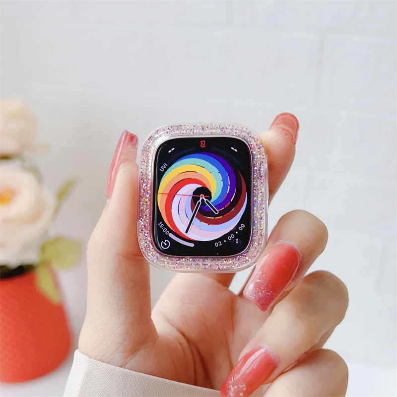 Glitter Case For Apple Watch 49mm 45mm 41mm 44mm 40mm 42mm 38mm Bling Screen Protector Cover iwatch Series Ultra 8 7 3 4 5 6 SE