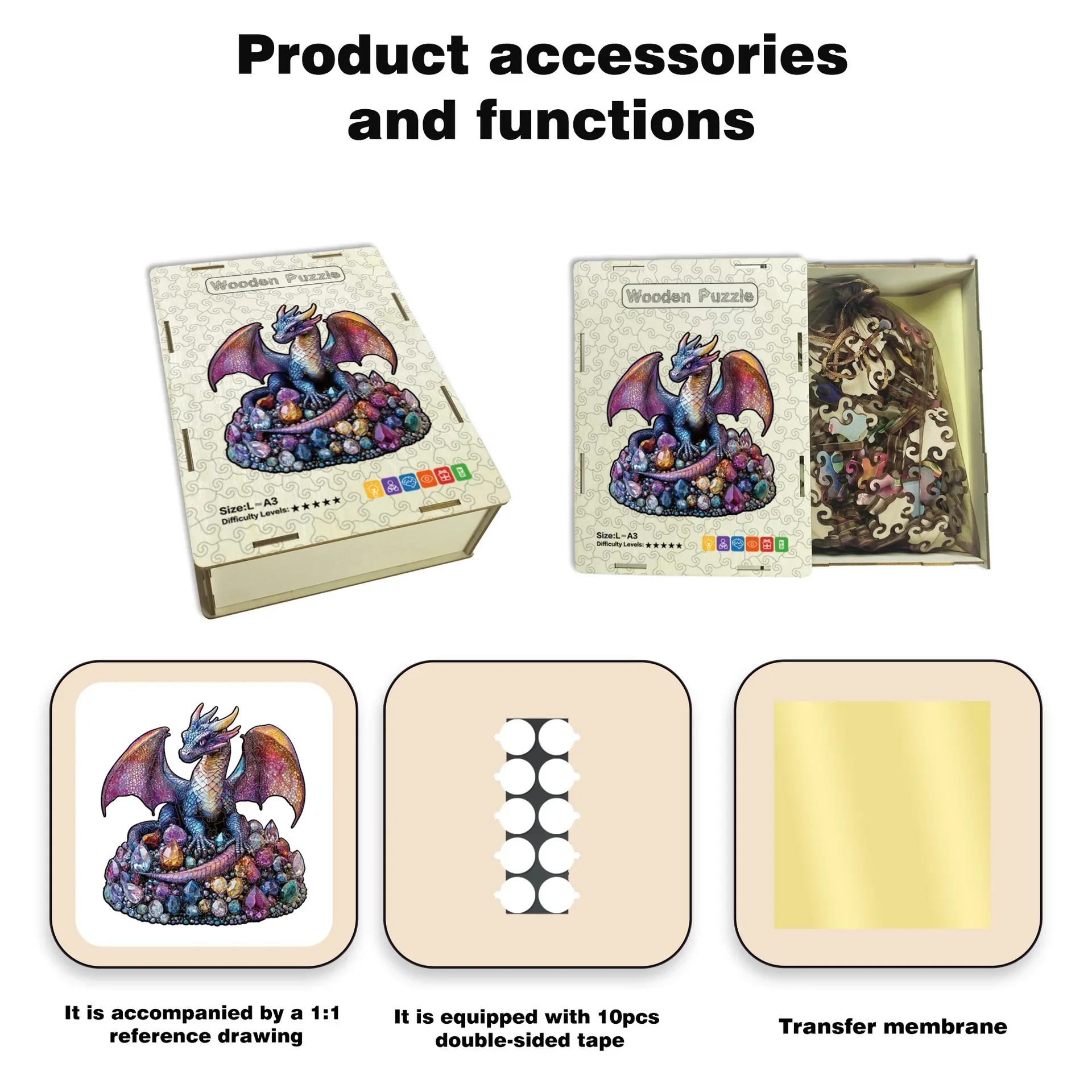 ตัวต่อจิ๊กซอว์รูปมังกร 142/209 ชิ้น ตัวต่อไม้มังกรรูปทรงแปลกตา เกมคลายเครียด ของขวัญวันเกิด ของเล่นเสริมพัฒนาการแสนสนุก