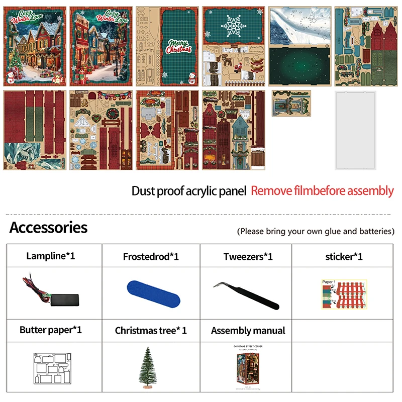Book Nook Assembly Kit a DIY Miniature House and Doll House with Christmas Wood Puzzle Project Miniatures Bookend Handmade