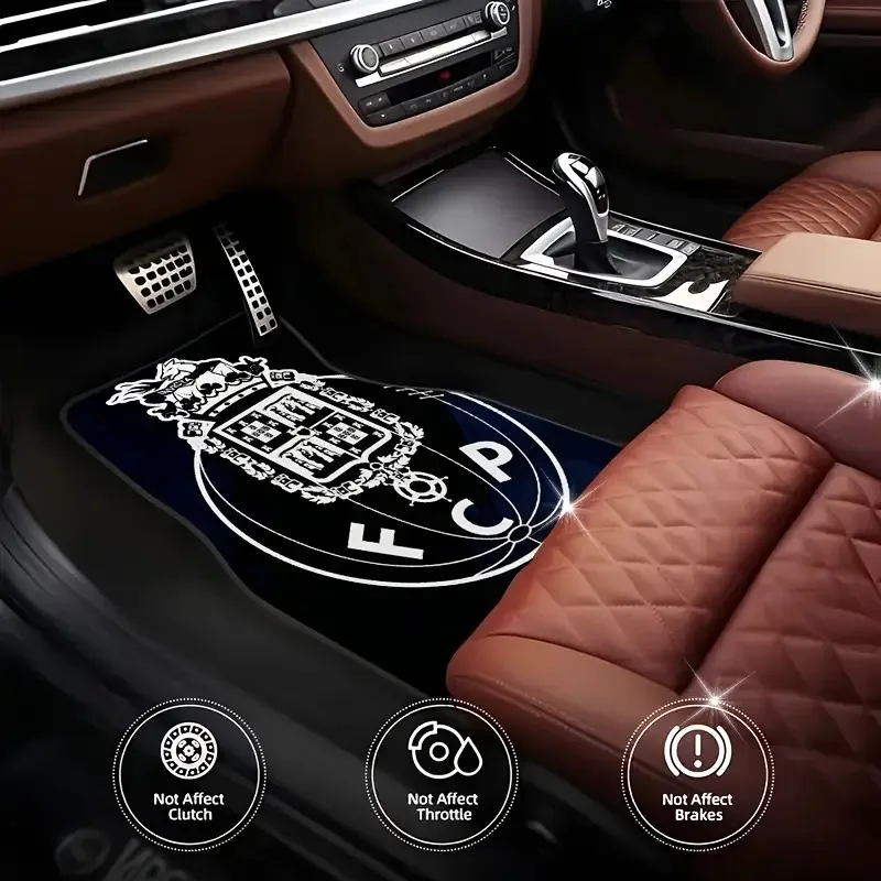 Set Of 4 Football-Themed Car Floor Mats, Designed For Full Coverage In Front And Rear, Made Of Crystal Velvet, Compatible With S