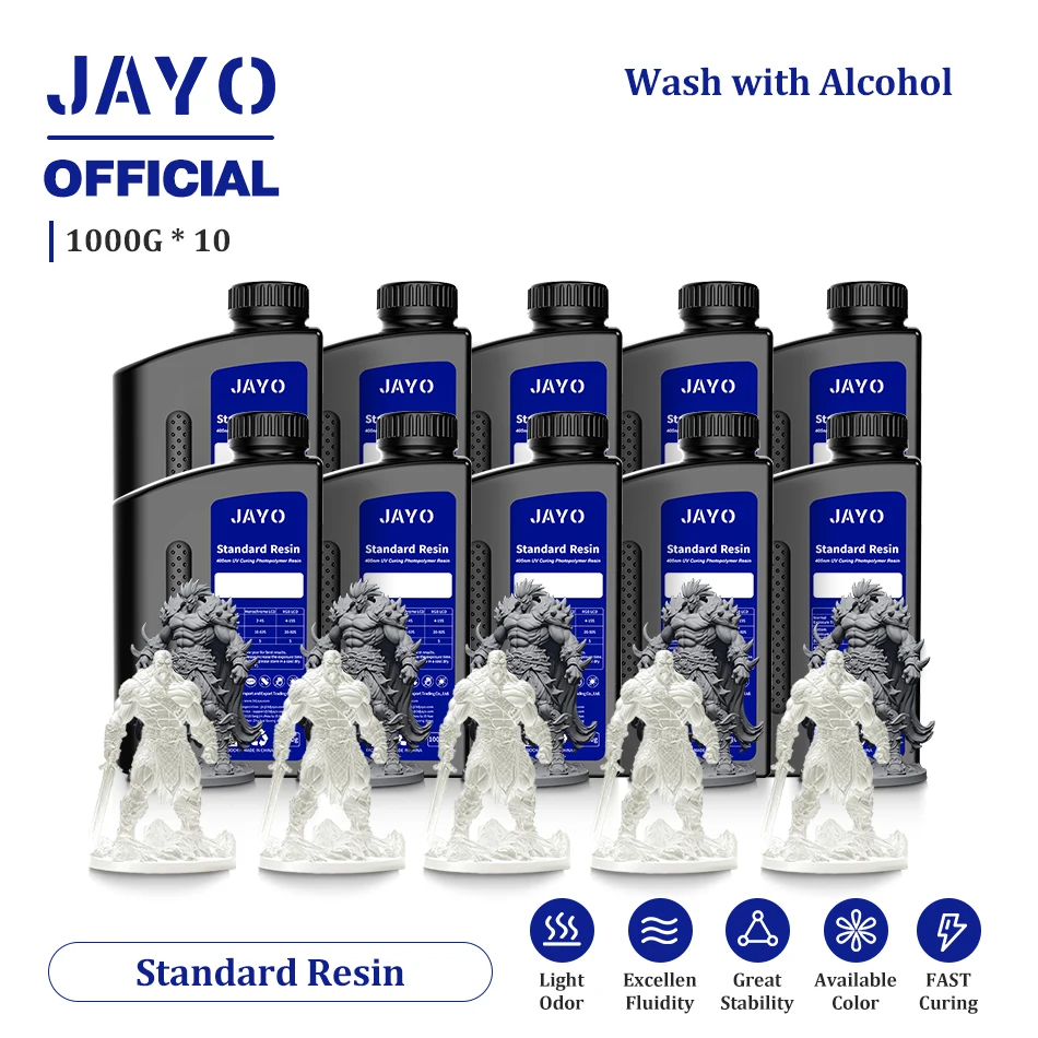 JAYO 10 Bottles 3D Resin Standard Fast Curing Standard/ 14K Standard/ Standard Plus 3D Resin for LCD DLP SLA Resin 3D Printer