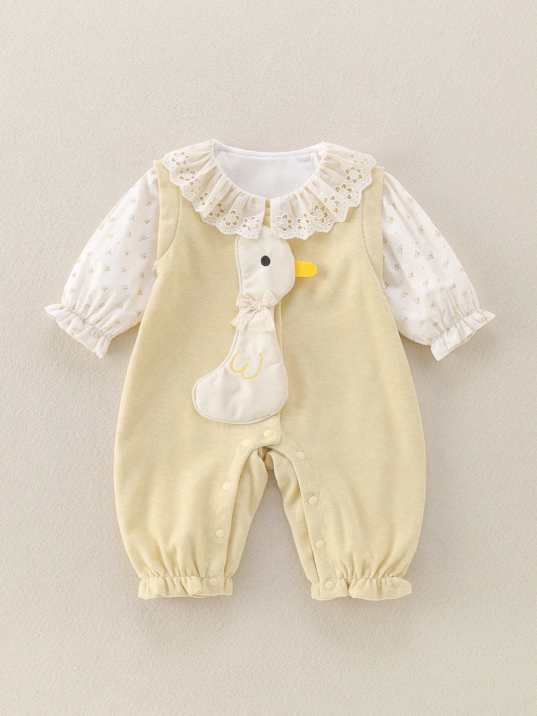 

Adorable Spring Autumn Goose Bib Overalls Baby Girl Rer Doll Collar Outfit 2026 Trendy Versatile mid Waist Long Pants