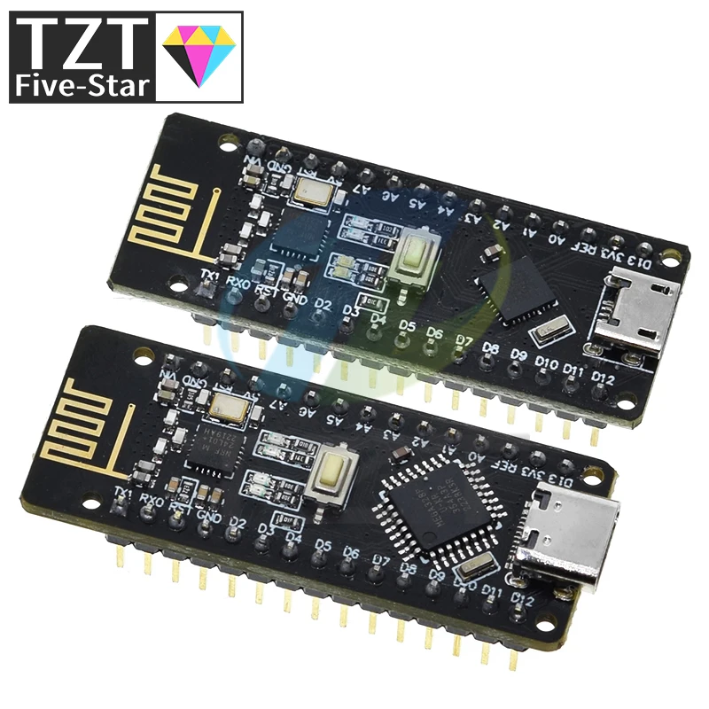 TZT RF-Nano for Arduino Nano V3.0, Micro USB Nano Board ATmega328P QFN32 5V 16M CH340, Integrate NRF24l01+2.4G wireless