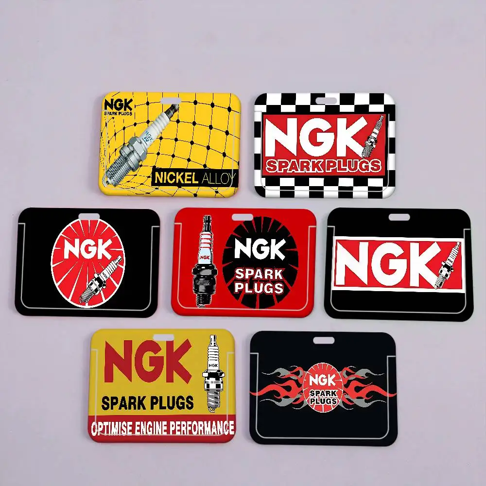 

N-Ngk Spark Pocket Credit ID Card Badge Tag Holder Pass Case W/ Neck Strap Lanyard