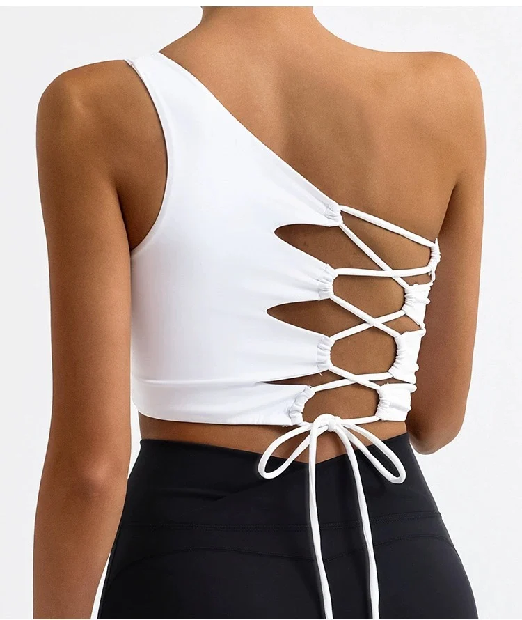 

Yoga Sports Vest Single oulder Knot Design with Chest Pad Fitn Exercise Top Women's Sportswear Comfortable Breathable