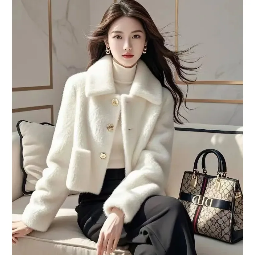 

2025 New Mink Fur One Jacket Women's Short Outwear Winter Fashion Loose Warm Eco-Friendly Fur Fur Coat Coat