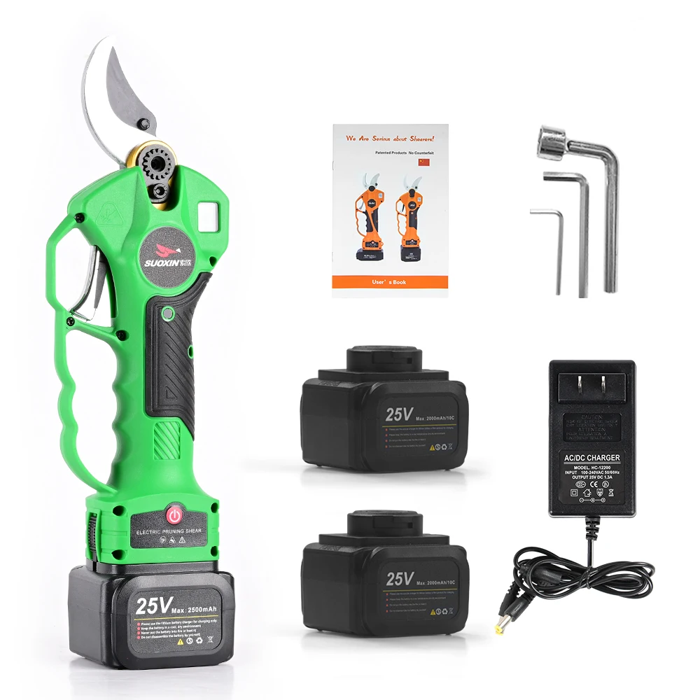 40MMProfessional Cordless Electric Pruning Shears 1.6 Inch Adjustable Cutting Diameter Portable Case 2PCS 2.5Ah Lithi Battery