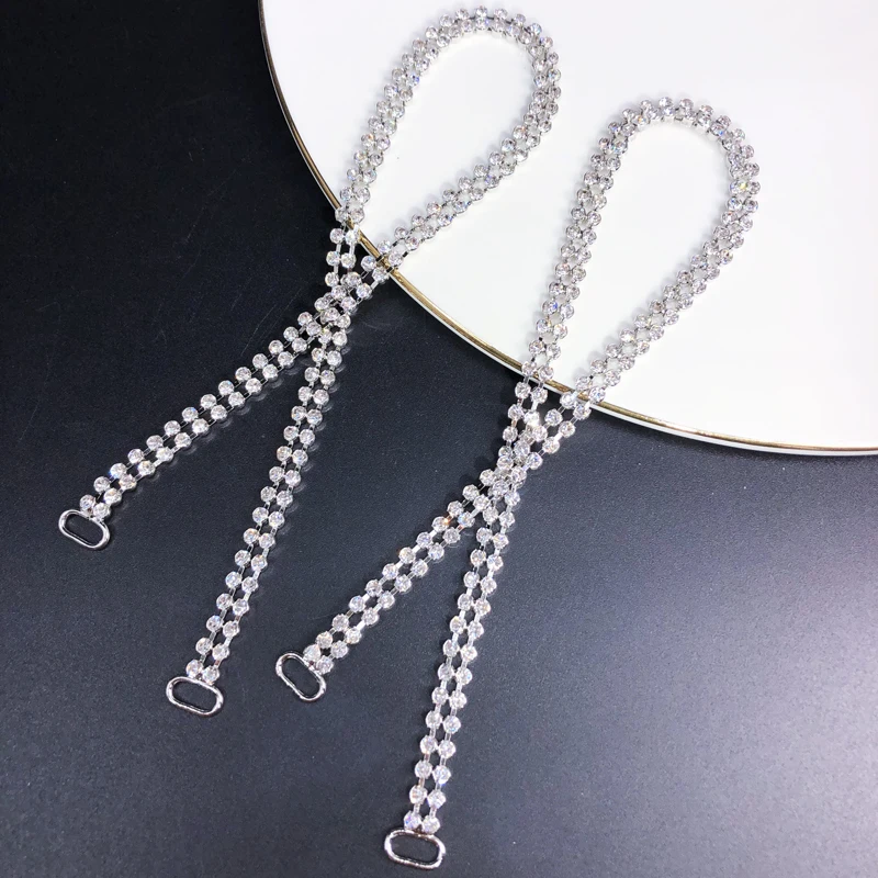 2Pcs 35cm Diamond Chain Crystal Sexy Bra Buckles Shiny Rhinestones Bikini Buckles Swimwear Connection DIY Garment sewin