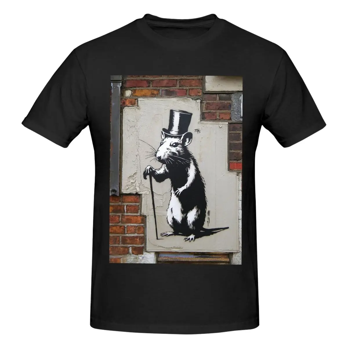 Banksy Rat Street Art Men T-Shirt Funny Plus Size T Shirts Men's Round Neck Cotton Tees Short Summer Male