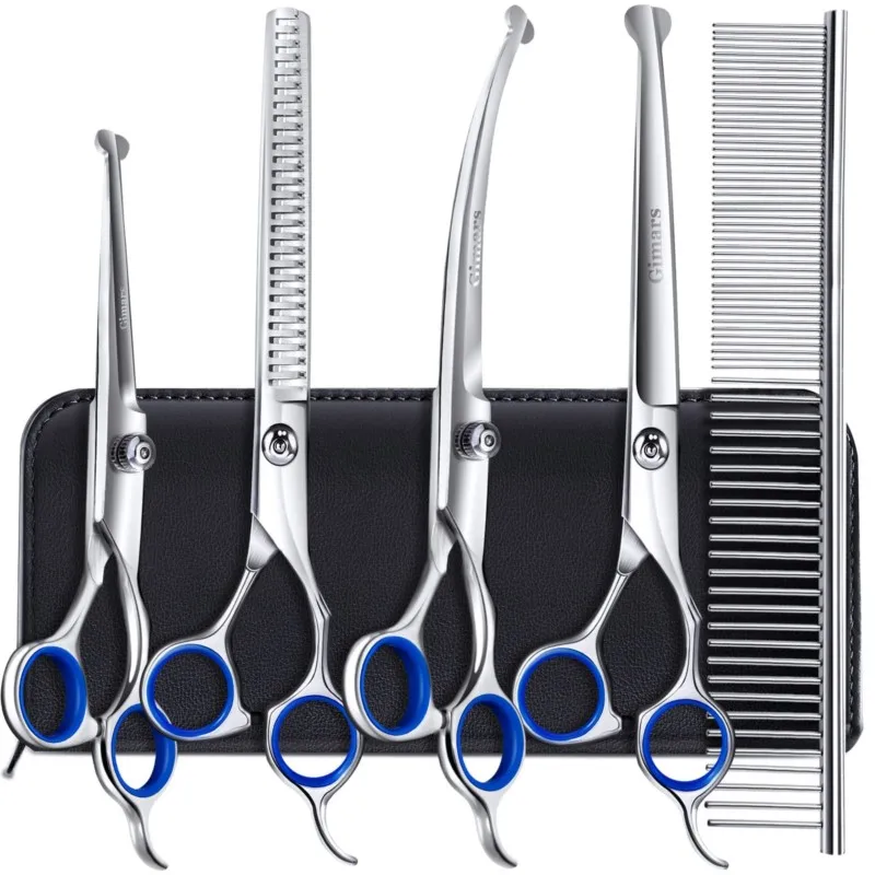 

4CR Stainless Steel 6 In 1 Round Head Pet Grooming Scissors With Titanium Coating, Suitable For Dogs, Cats And Other Animals.