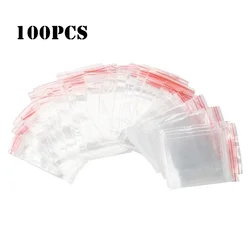 100Pcs Clear Plastic Bag Mini Transparent Sealed Storage Pouch Reusable Multifunctional Sealing Bag for Jewelry Beads Vitamins