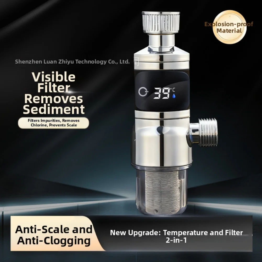 

Temperature Display Shower Thermometer For Shower Safety 304 Stainless Steel Showerhead Thermometer 40-micron Filter