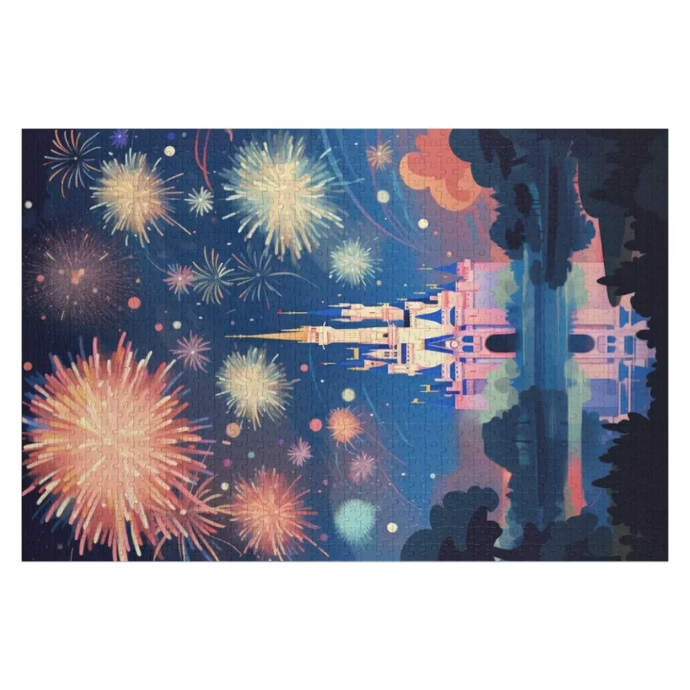 Castle Fireworks Jigsaw Puzzle Custom Wood Customized Photo Custom Puzzle