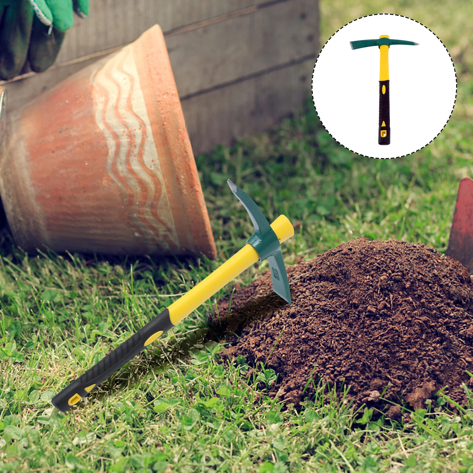 

Household Fiberglass Plastic Handle Garden Pickaxe Lightweight Durable Sturdy Design Yard Planting Hoe Tool Household Pickaxe