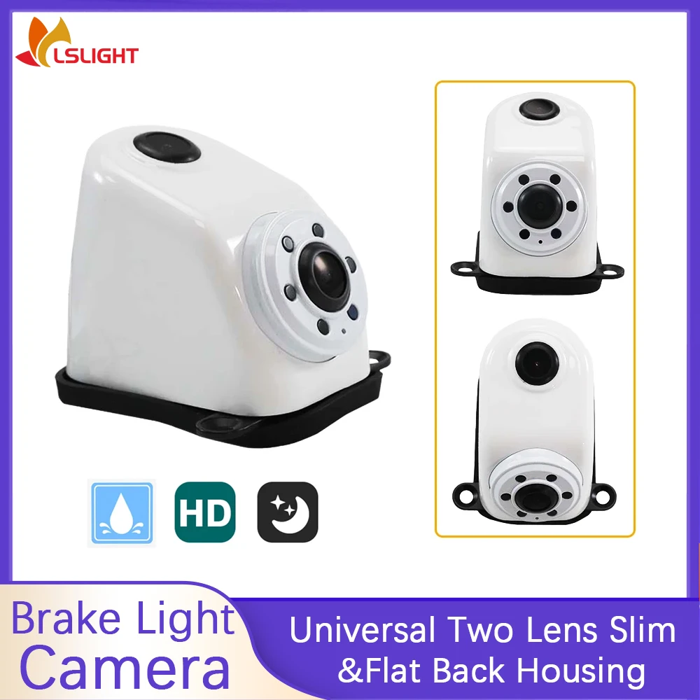 Two Lens Rearview Camera Slim and Flat Back Housing High Level Third Brake Light Camera HD Night Vision Support CVBS AHD Signal