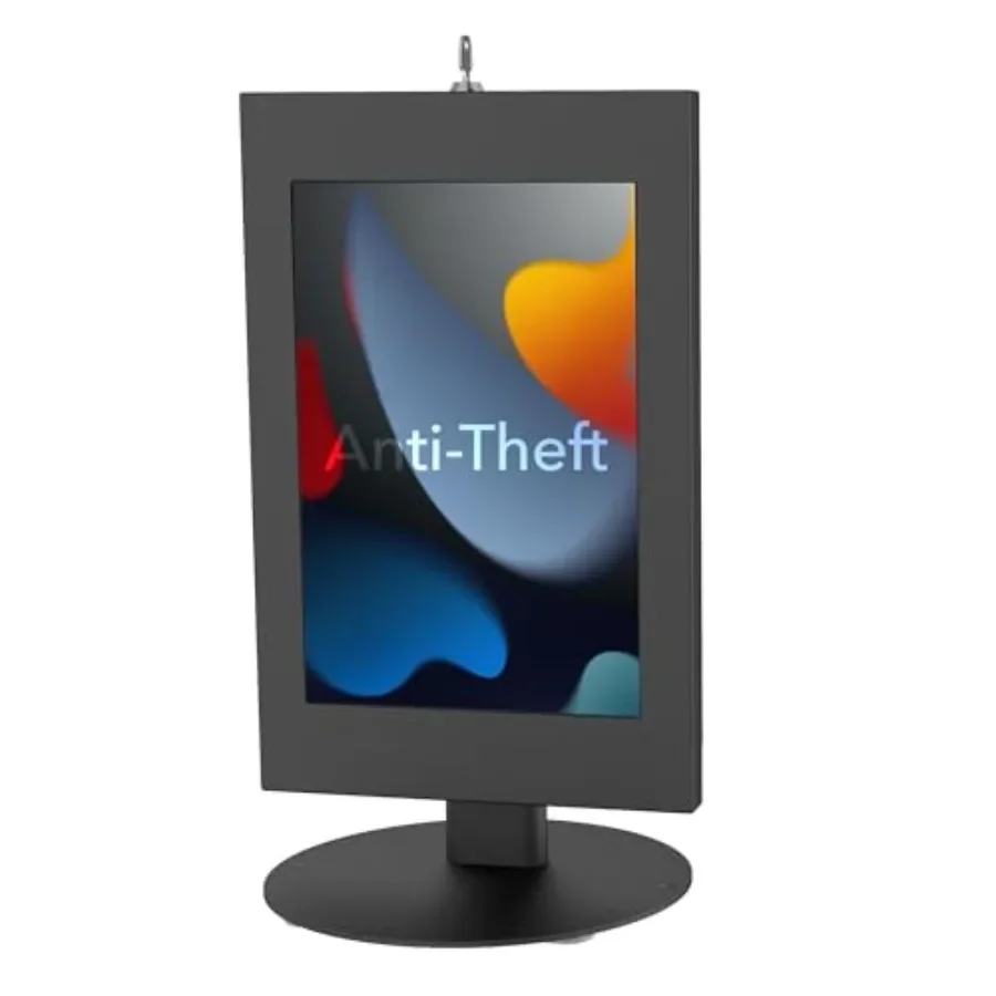 

Countertop kiosk stand for retail use, steel construction, black, lockable anti-theft design with 90 rotation and 180 tilt, fit