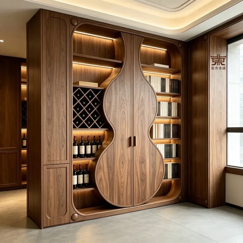 New Chinese Black Walnut Solid Wood Wine Cabinet Gourd Storage Bogu Rack Display Locker Duobao Shelf 2026