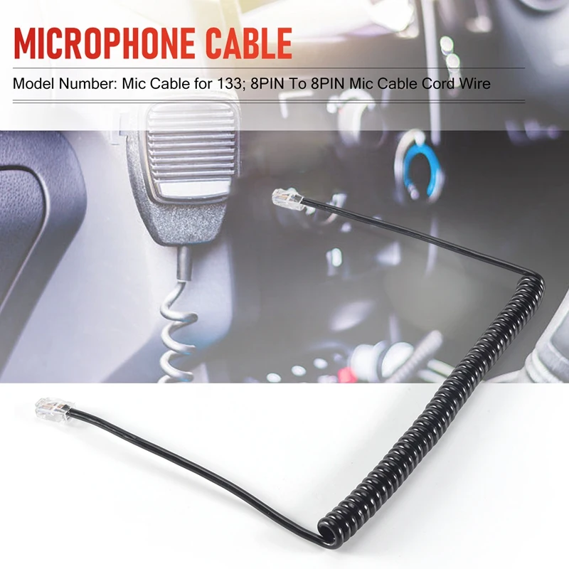 8Pin Microphone Cable Cord For Icom Mobile Radio Speaker Mic HM-98 HM-133 HM-133V HM-133S DTMF For IC-2200H IC-2800H/V8000 XQF