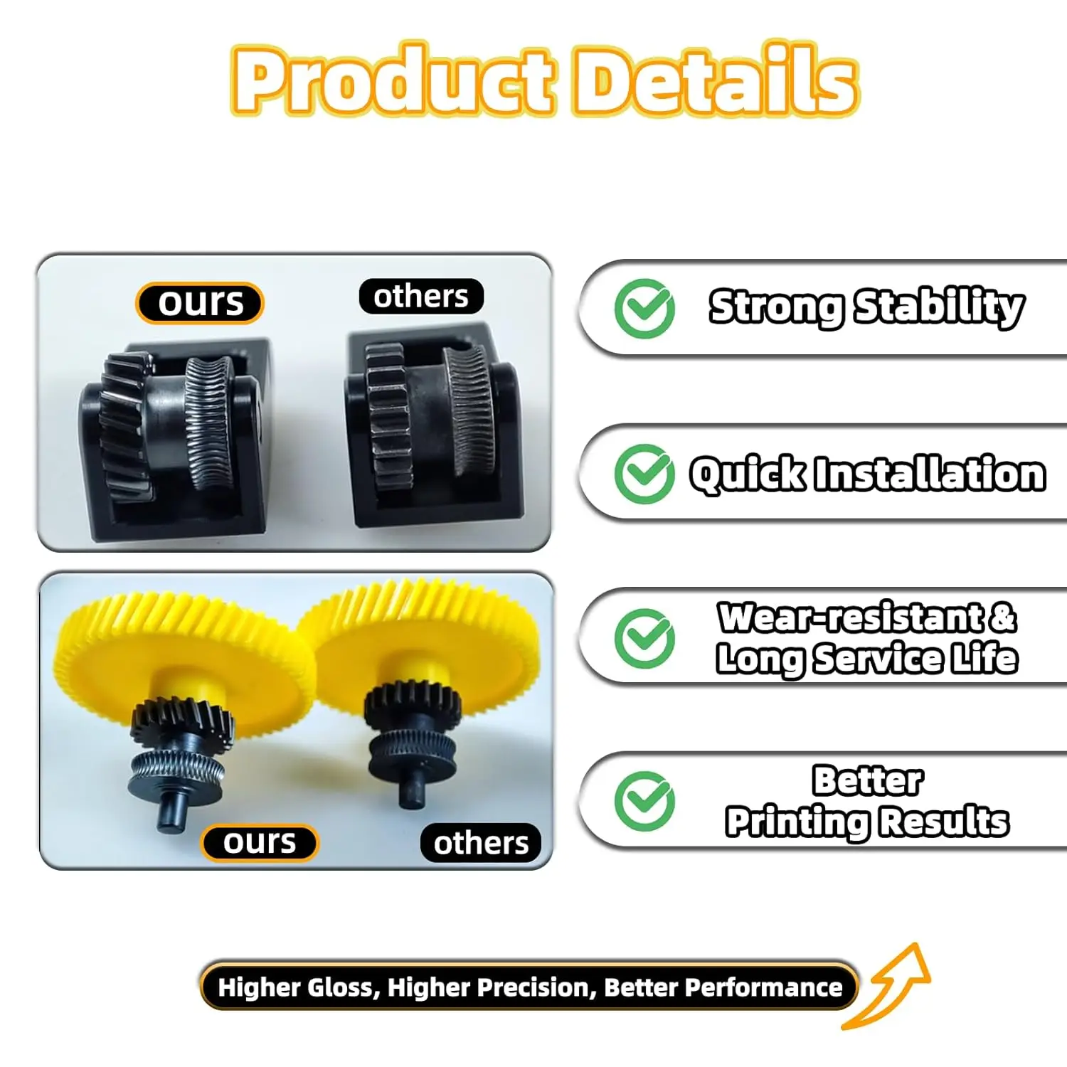 Upgrade der Extruder-Getriebebaugruppe aus gehärtetem Stahl für Bambu Lab X1/X1C/P1P/P1S 3D-Drucker GanzmetallRNCNanobeschichtetes Getriebe aus gehärtetem Stahl – Detail 11