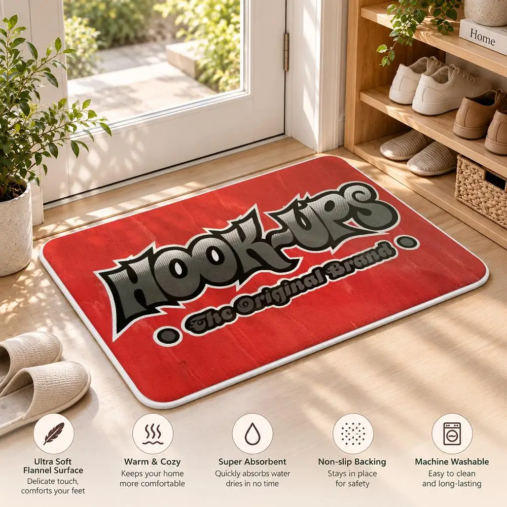 H-Hook Ups Hip-hop Skateboards Floor Mat Flannel Rug Soft Non Slip Door Mat For Bathroom Bedroom Kitchen Living Room Home Decor