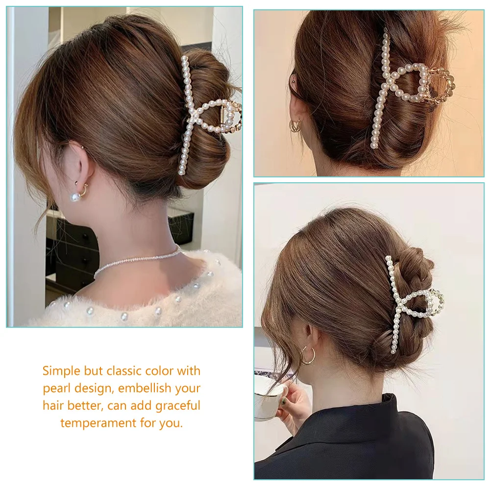

2Pcs Pearl Hair Barrettes Classic Color Design for Women Girls Home Office Party Use Durable Styling Hair Clips