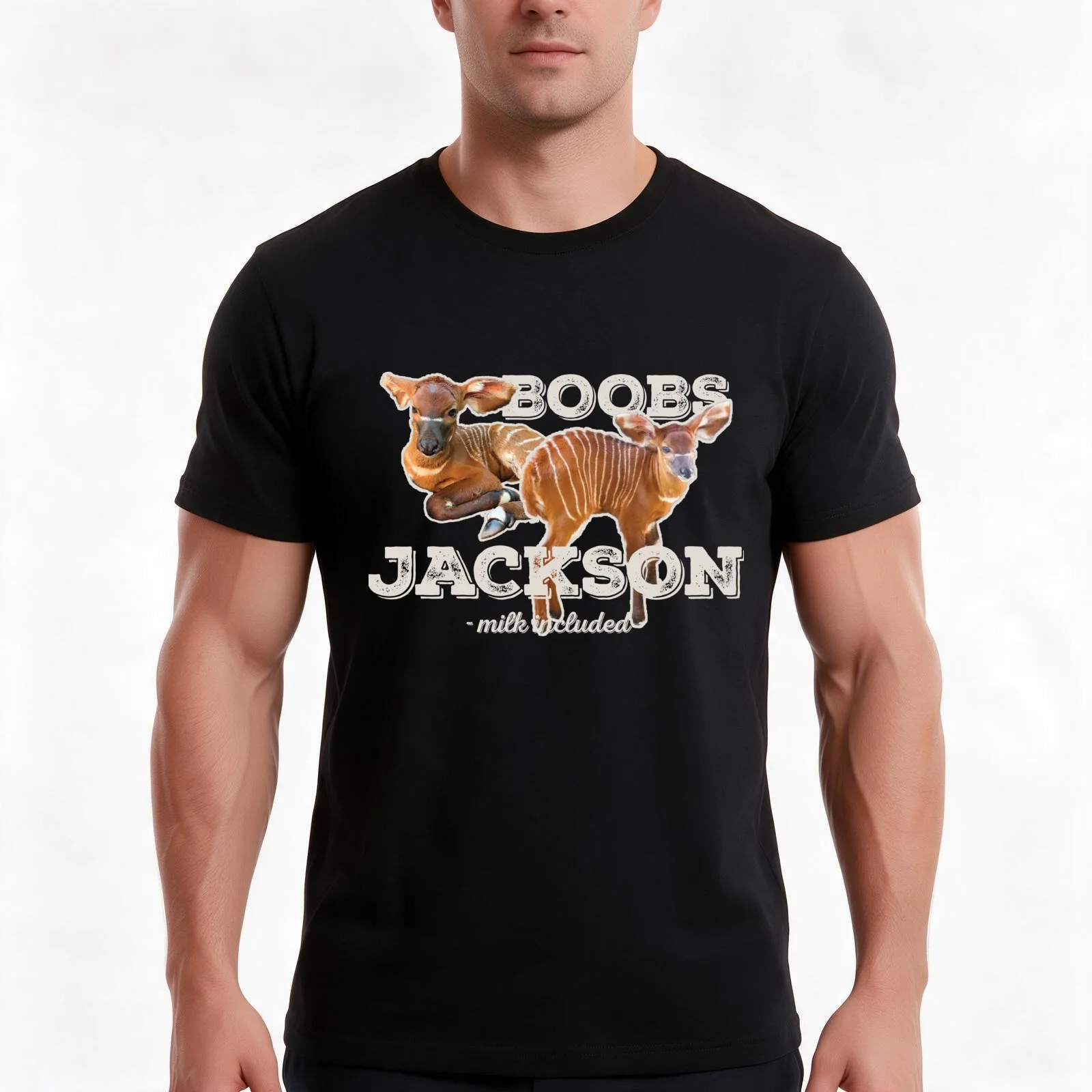 Boobs Jackson the Antelope T-Shirt, Summer Casual Cotton Tee, Oversized Streetwear Tops, Vintage Graphic Print, Unisex Men Women