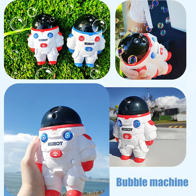 Maszyna do robienia baniek z światłem, muzyką i smyczą, w kształcie astronauty robota, zabawka do kąpieli dla dzieci.