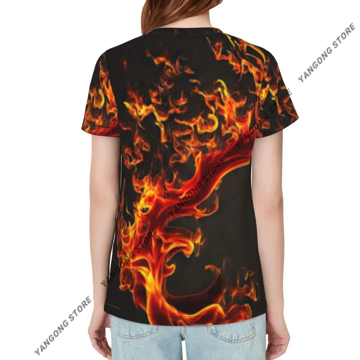 Women's T-shirt Blaze Fire Flame Tshirt Women Casual O-Neck Short Sleeve Tops Tees Clothing