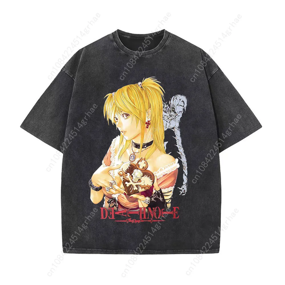 Hip Hop Retro ล้างเสื้อยืด Punk Gothic Anime Death Note พิมพ์เสื้อยืด Harajuku Casual Cotton Vintage แขนสั้น Top Tee