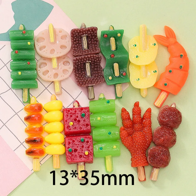 100pcs Kawaii Simulation Barbecue Vegetables Resin Flatback Cabochon Food Craft Dolly House Kitchen accessories