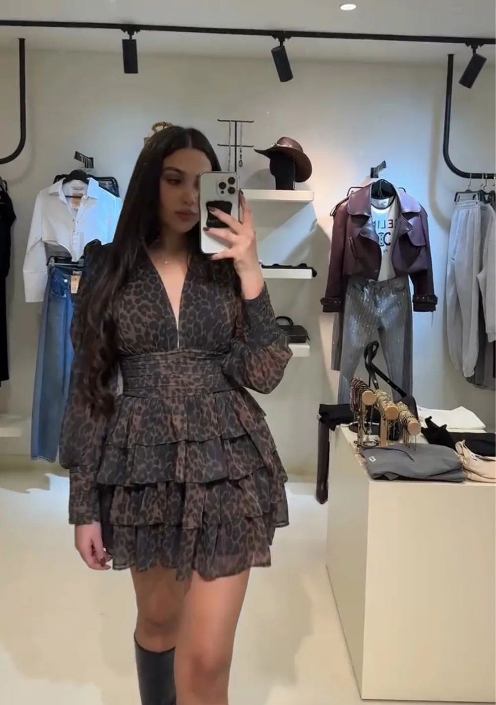 Mulheres europeu americano profundo decote em v emagrecimento moda leopardo impressão mini vestido 2025 novo verão em camadas sexy vestidos de festa femininos