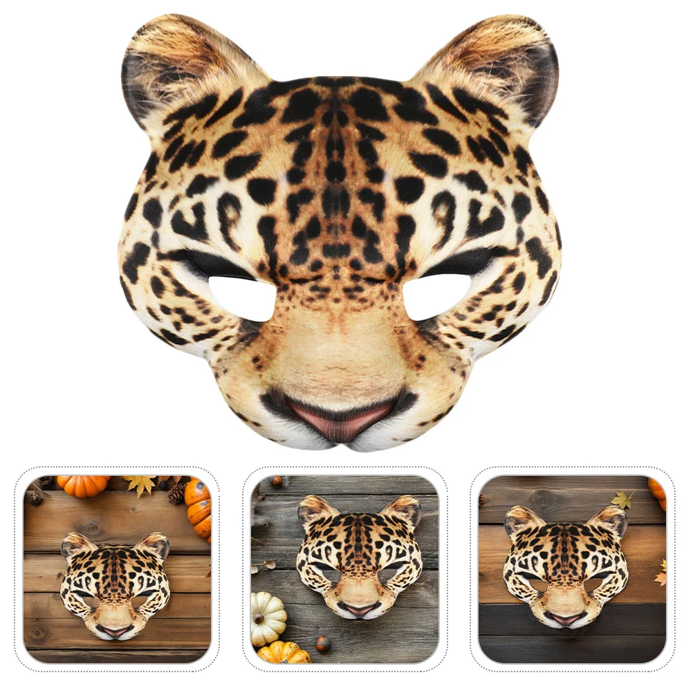 

3Pcs Leopard Masquerade Mask Halloween Costume Party Supplies Realistic Design Lightweight Comfortable Versatile Use Easy to