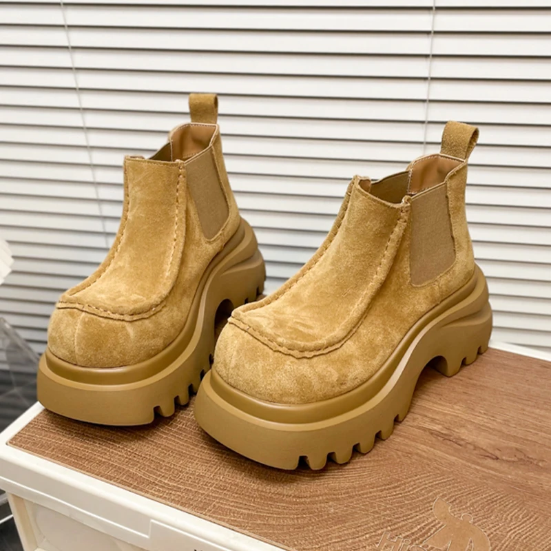 

Flats Platform Women Ankle Boots Casual Suede Winter Sport Shoes Fashion Dress New Boots 2025 Designer Goth Femme Chelsea Boots