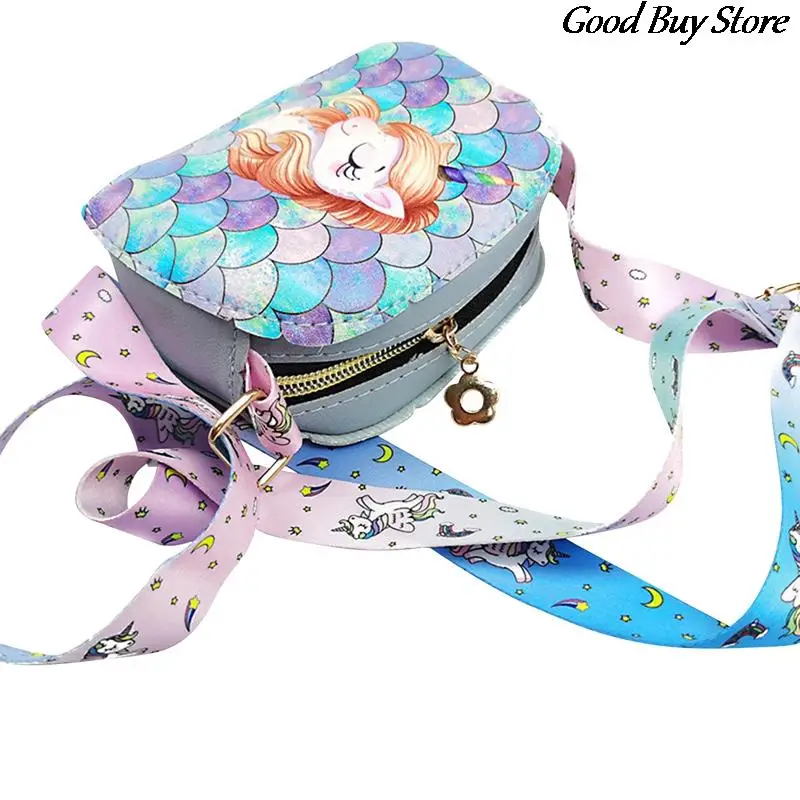 Colore squame di pesce borsa a tracolla bambini bambini borse moda principessa borsa da festa unicorno Mini portafogli borse a tracolla con paillettes